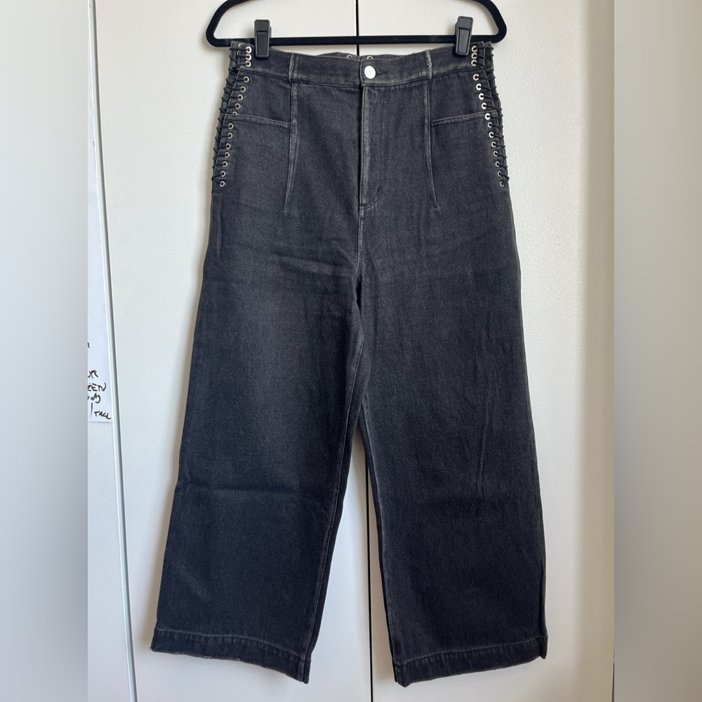 3.1 PHILLIP LIM High-Rise Corset Jeans, Black Wash, US 6